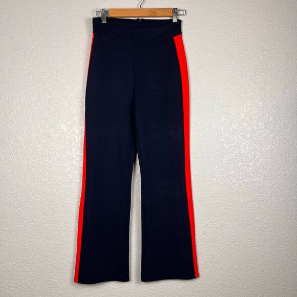 Marine Layer Womens 6 Navy Archive Jordan Ponte Pant Flare Leg Racing Stripe